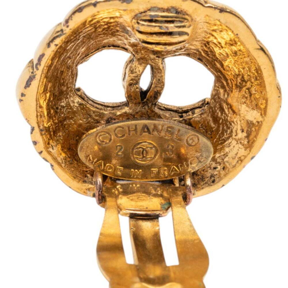CHANEL Authentic Vintage Gold Logo Earrings - Picture 3 of 3